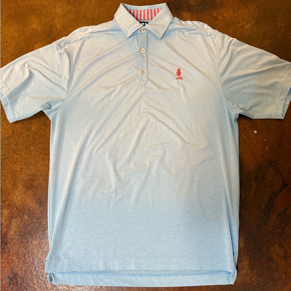 FootJoy Men's Light Blue Red Collared Golf Polo Shirt Size L